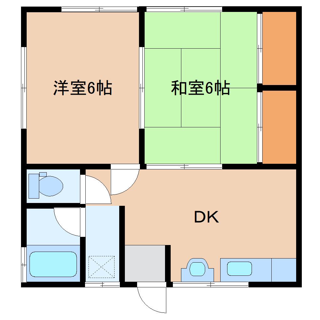 ニコット荻川(2DK/1階)の間取り写真