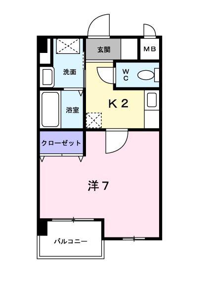 ヴァン・アヴェニュ(1K/2階)の間取り写真