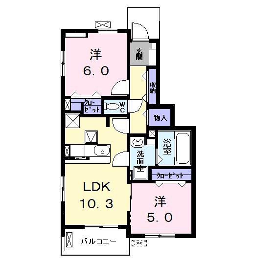 クラール(2LDK/1階)の間取り写真