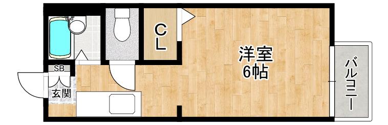 ルクレールII(1K/1階)の間取り写真