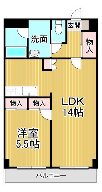 CENTER CITY5(1LDK/5階)の間取り写真