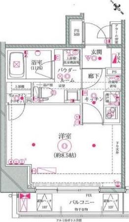 セジョリ駒込(1K/12階)の間取り写真