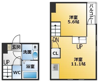 リヴィエラ港北(ワンルーム/2階)の間取り写真