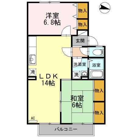 セジュール細馬(2LDK/2階)の間取り写真