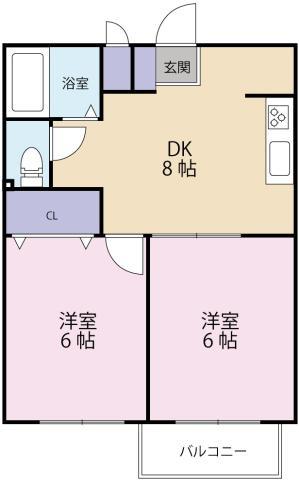 タウンコートA(2DK/1階)の間取り写真
