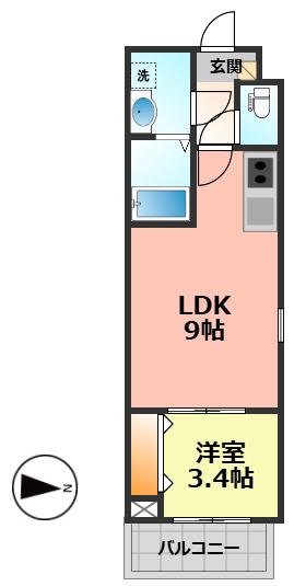 ジーメゾン勝川(1LDK/1階)の間取り写真
