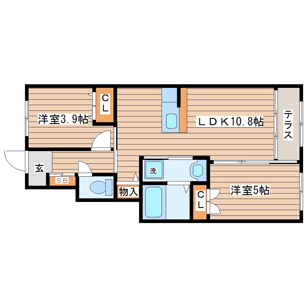 TEORIA 茂庭(2LDK/1階)の間取り写真