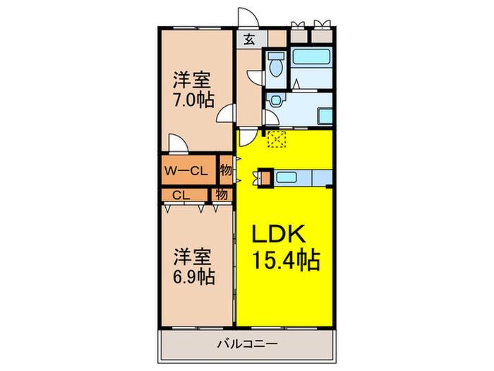 メディオ山田(2LDK/4階)の間取り写真