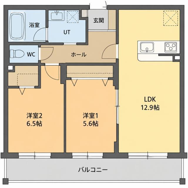 FELICIAS(2LDK/4階)の間取り写真