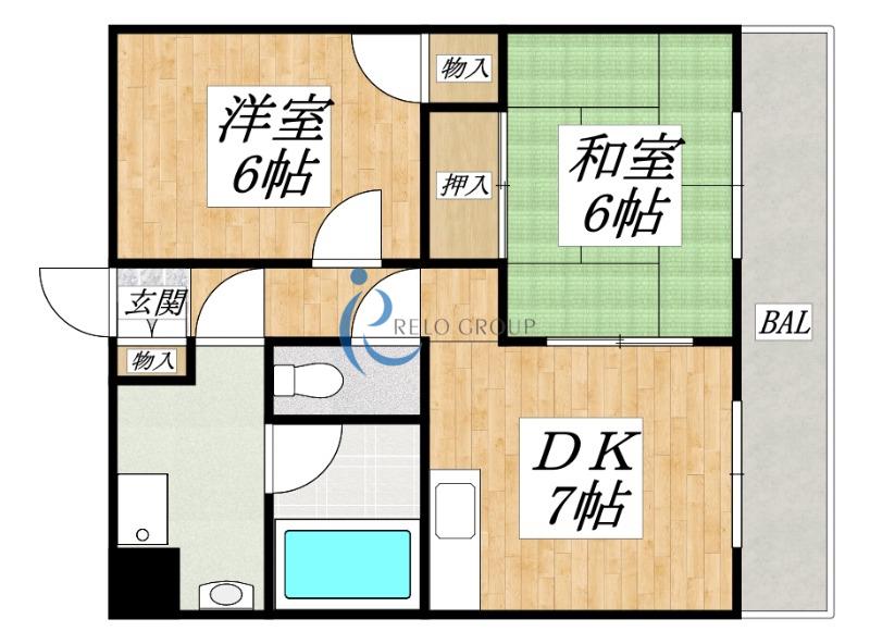 ザナドゥ90(2DK/4階)の間取り写真