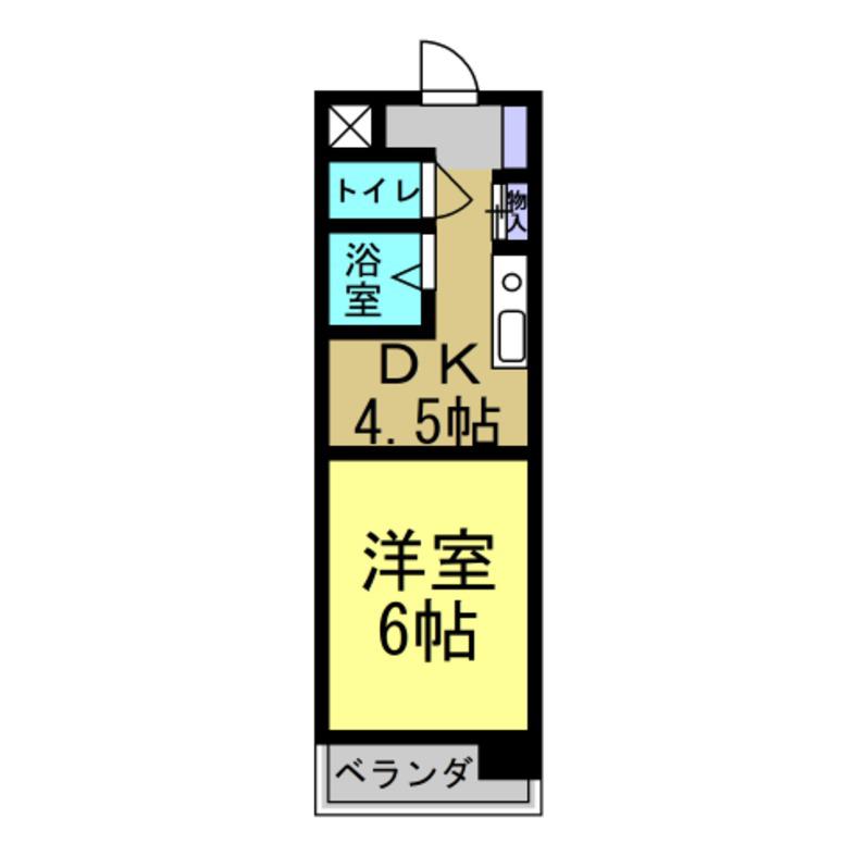 ユーゲント東海(1DK/5階)の間取り写真