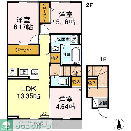 アステール II(2LDK/2階)の間取り写真
