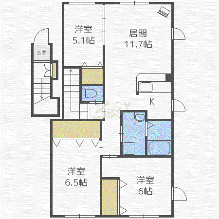 CALM COURTIV カームコートフォー(3LDK/2階)の間取り写真