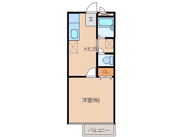 ホライズンアンドヒル6TH(1K/1階)の間取り写真