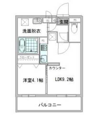 クエント(1LDK/1階)の間取り写真