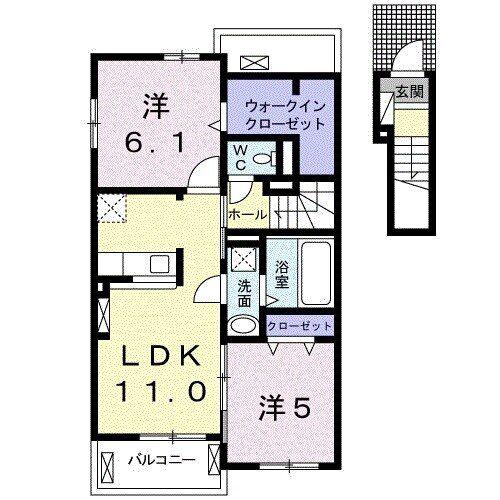 ブルー エトワール A(2LDK/2階)の間取り写真