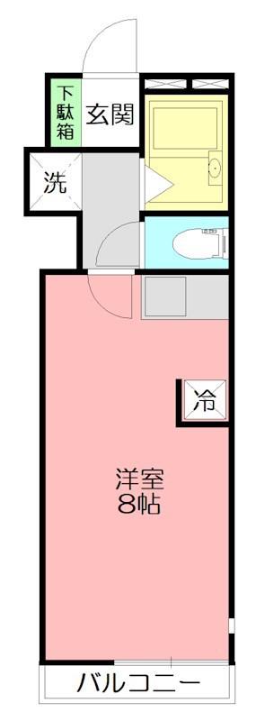 パストラル南鴨宮(ワンルーム/1階)の間取り写真