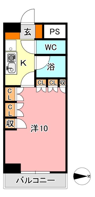 マローン野田(1K/4階)の間取り写真