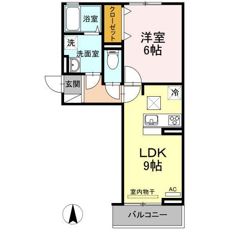 下越物産D-ROOM A(1LDK/1階)の間取り写真