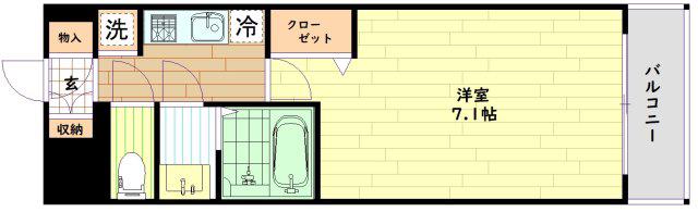 プレサンスOSAKADOMECITYクロスティ(1K/9階)の間取り写真