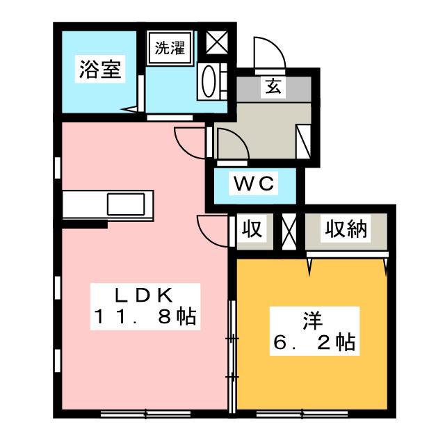 クレールK(1LDK/1階)の間取り写真