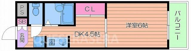 リブレ城北(1DK/4階)の間取り写真