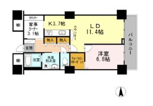 品川シーサイドビュータワー2(1LDK/4階)の間取り写真