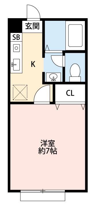 シャインヒル(1K/1階)の間取り写真