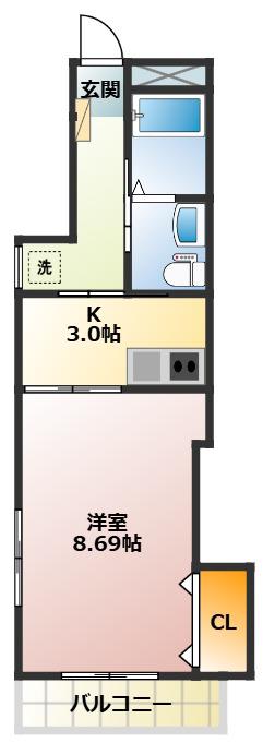 コンフォートT(1K/1階)の間取り写真