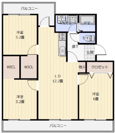 カームヒルズ板付(3LDK/4階)の間取り写真