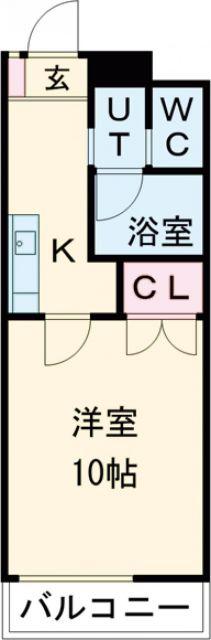 南大通パークハイツ(1K/3階)の間取り写真