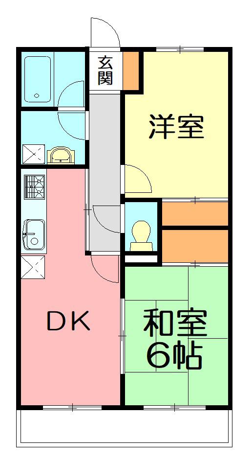 サンステージ茅ヶ崎(2DK/6階)の間取り写真