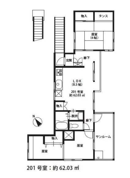 VILLA西ヶ原(3DK/2階)の間取り写真