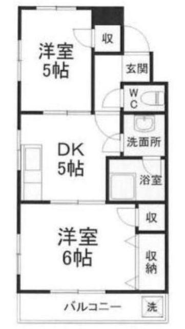 芝銀座ハイツ(2DK/3階)の間取り写真