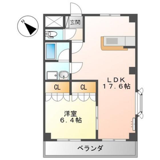 サンクスハイム(1LDK/2階)の間取り写真