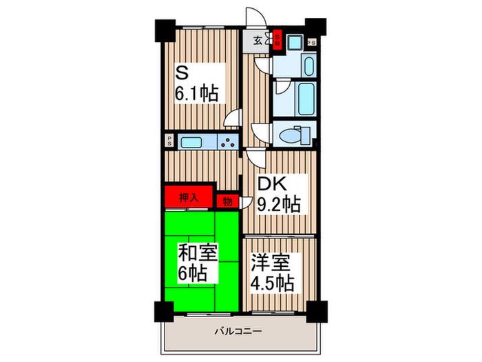 ライオンズシティ南浦和(2SDK/5階)の間取り写真