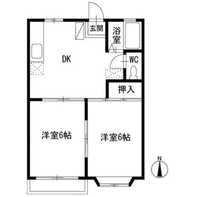 クレールソシアA(2DK/2階)の間取り写真