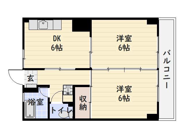 第二藤崎ビル(2DK/4階)の間取り写真