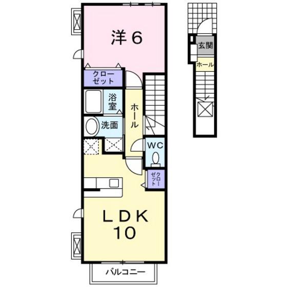 グレース上道B(1LDK/2階)の間取り写真