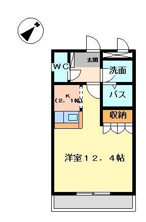 サン・クレールⅠ(1K/1階)の間取り写真
