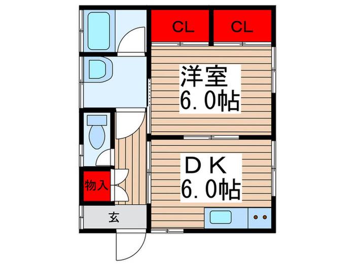 桜台ハイツ(1DK/1階)の間取り写真