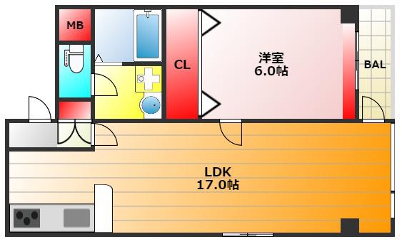 三研BLD(1LDK/3階)の間取り写真