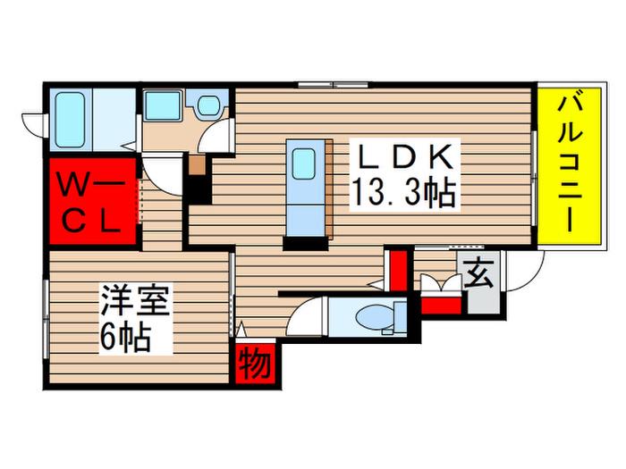 リッチ フィールド(1LDK/1階)の間取り写真