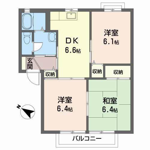 サングリーンヒル(3DK/2階)の間取り写真