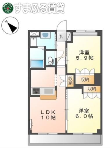 スレッドヒルズ(2LDK/1階)の間取り写真