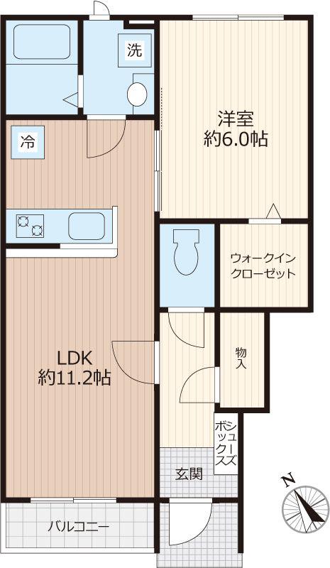ヴィクトワール下高井戸(1LDK/1階)の間取り写真