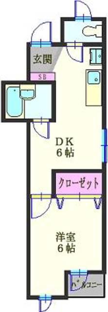 ブランヴェール横浜(1K/3階)の間取り写真