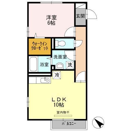サンモールスクエア(1LDK/2階)の間取り写真