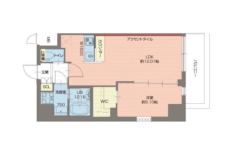 プレジオ西宮北口(1LDK/2階)の間取り写真