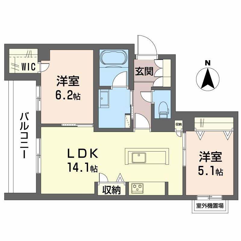 グランノーブル(2LDK/3階)の間取り写真